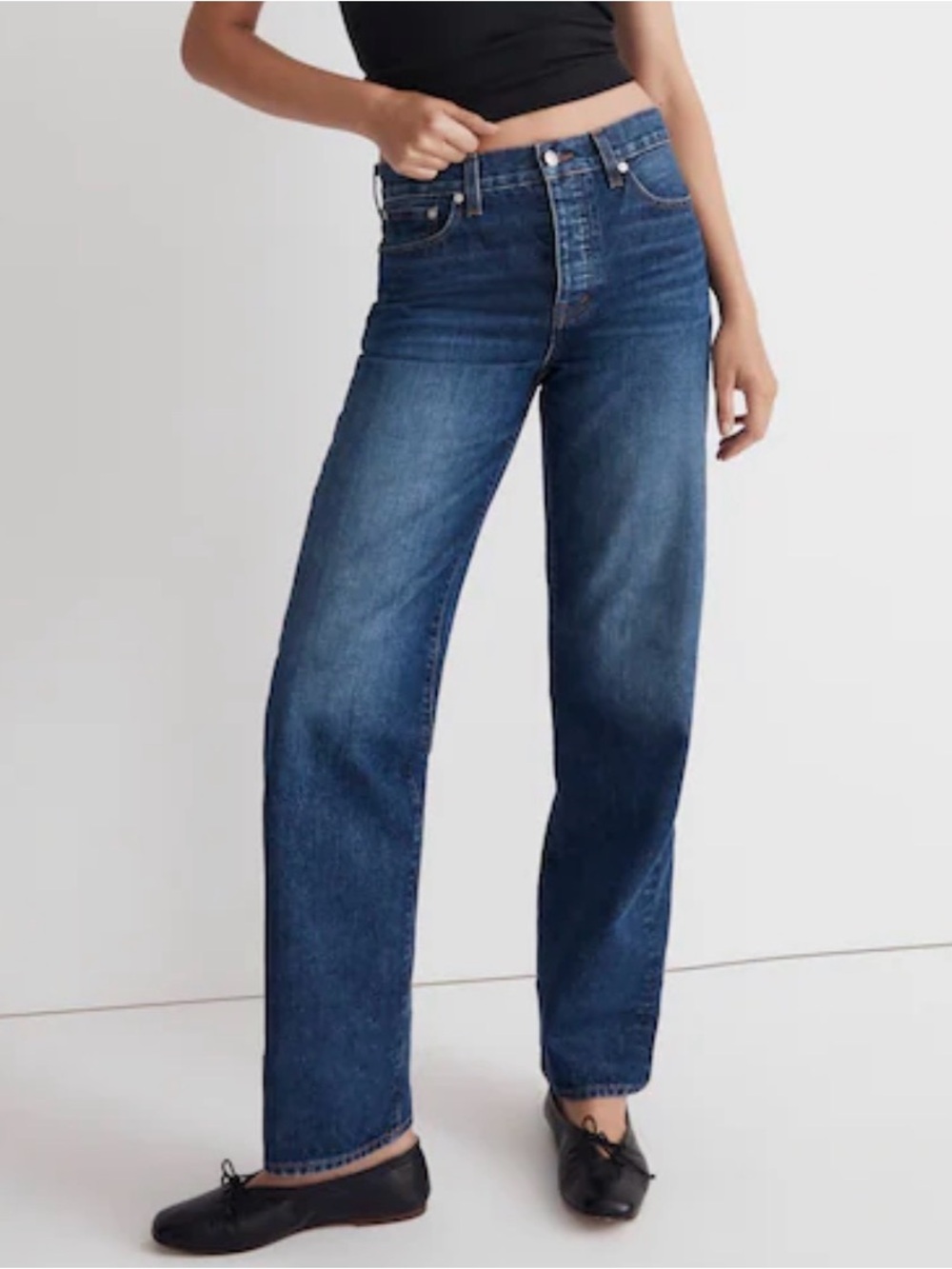 Madewell Low Slung Straight Jeans - Blue